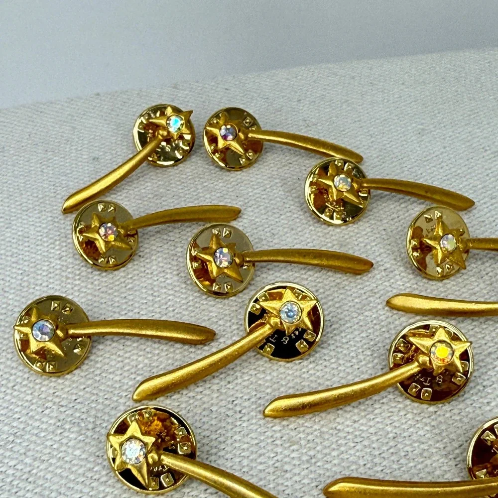 Set of 12 Shooting Star Crystal Lapel Pins Tie‎ Tacks Treasures & Trinkets